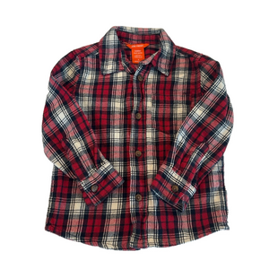4/20$ toddler red and black plaid flannel button down shirt size 3T